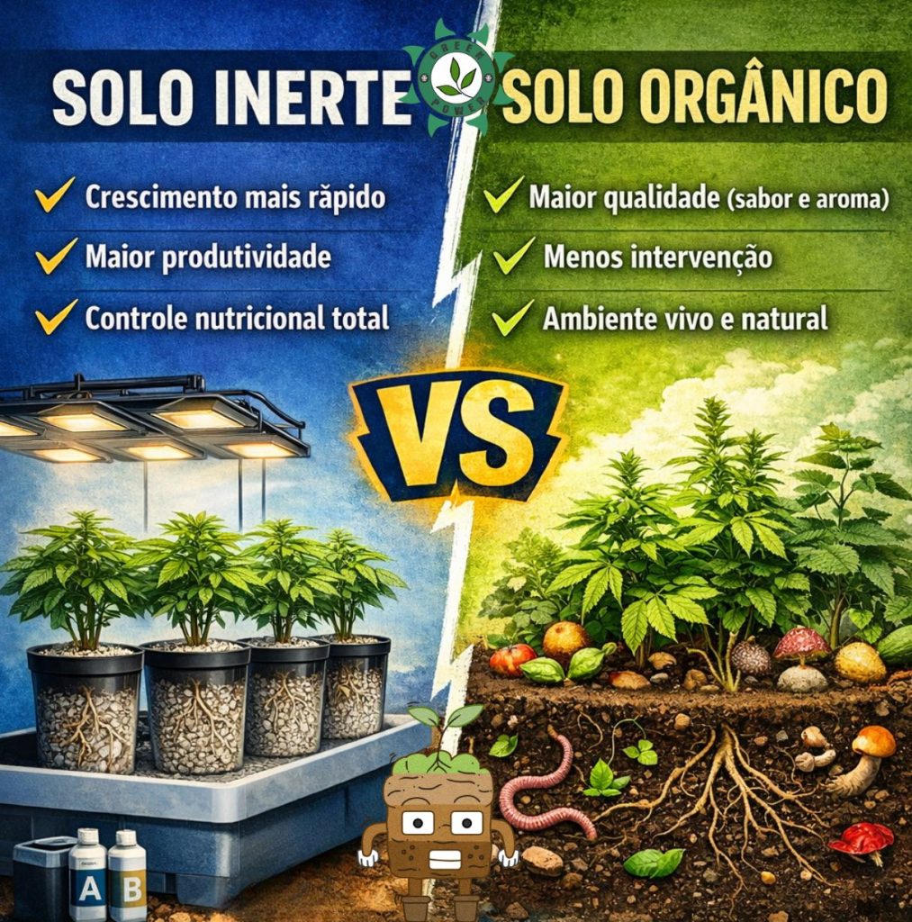 Solo orgânico vs inerte subsrato cultivo indoor cannabis super solo mineral como cultivar